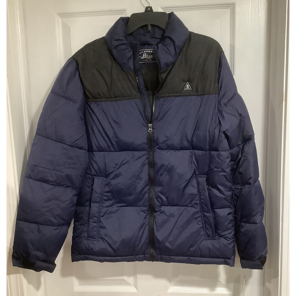 New GH Bass Mens S Blue Quilted Puffer Jacket Lightweight Ultra Loft Coat NWT